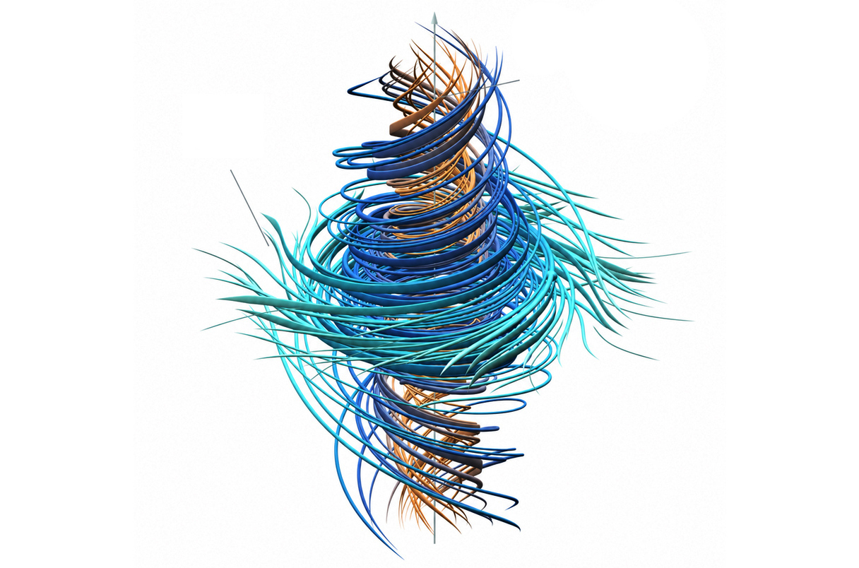 A conceptual illustration of a vortex in OpenAI's claimed Navier–Stokes solution.